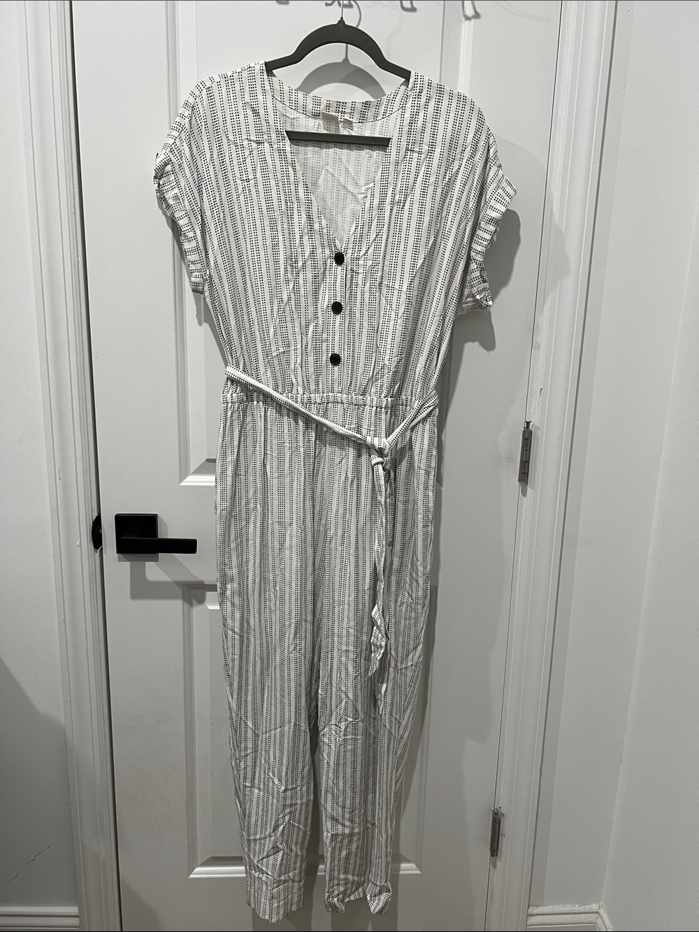 GAP White & Black Striped Jumpsuit Size Large